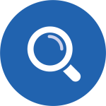 blue circle with magnifying glass